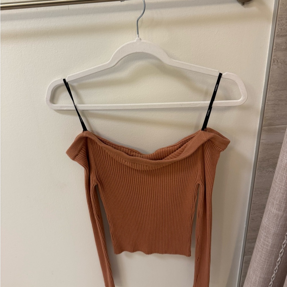 Forever 21 Orange Ribbed Crop Bodysuit